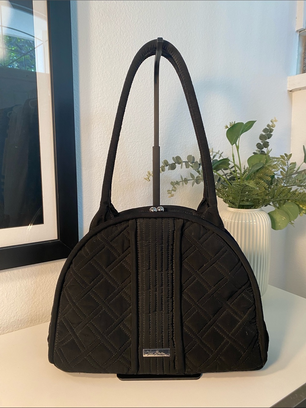 Vera Bradley Quilted Kiss Lock Structured Dome Satchel